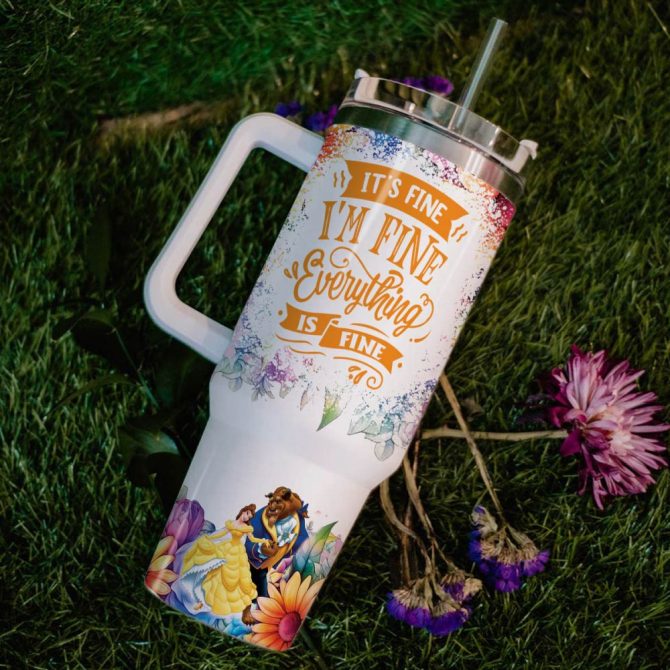 Beauty And The Beast Disney Princess Cartoon Custom Stanley Quencher 40Oz Stainless Steel Tumbler With Handle - Image 6