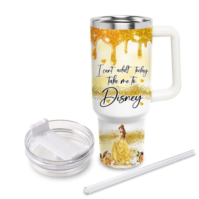 Beauty And The Beast Disney Princess Cartoon Custom Stanley Quencher 40Oz Stainless Steel Tumbler With Handle - Image 3