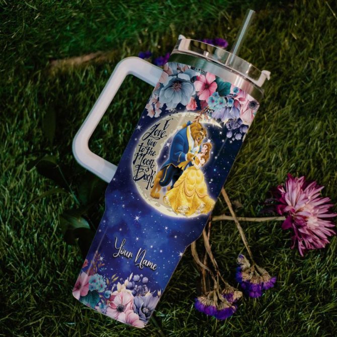 Beauty And The Beast Disney Princess Cartoon Custom Stanley Quencher 40Oz Stainless Steel Tumbler With Handle - Image 6