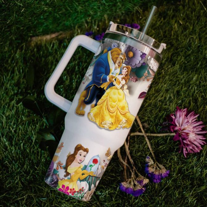 Beauty And The Beast Disney Princess Cartoon Custom Stanley Quencher 40Oz Stainless Steel Tumbler With Handle - Image 6