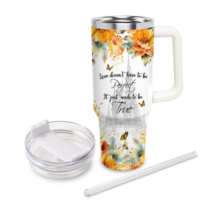 Beauty And The Beast Disney Princess Cartoon Custom Stanley Quencher 40Oz Stainless Steel Tumbler With Handle - Image 3