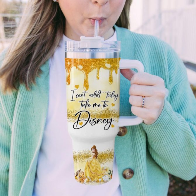 Beauty And The Beast Disney Princess Cartoon Custom Stanley Quencher 40Oz Stainless Steel Tumbler With Handle - Image 5