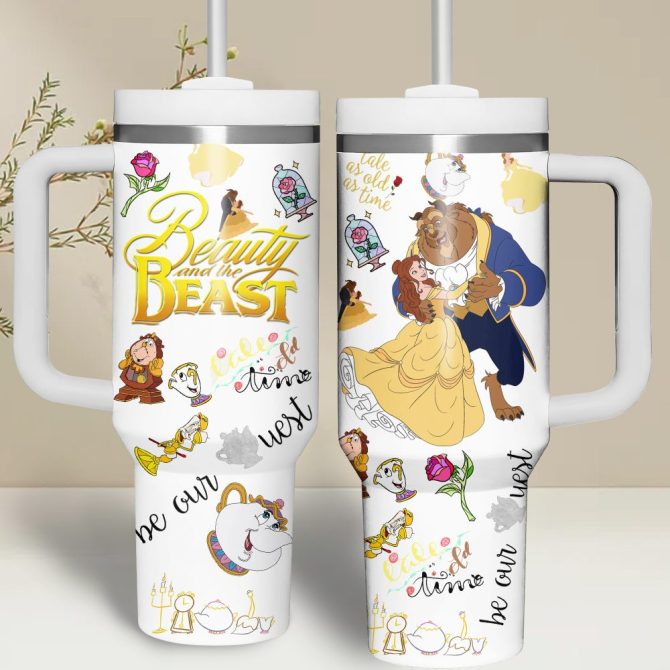 Beauty And The Beast Movies Custom Stanley Quencher 40Oz Stainless Steel - Image 4