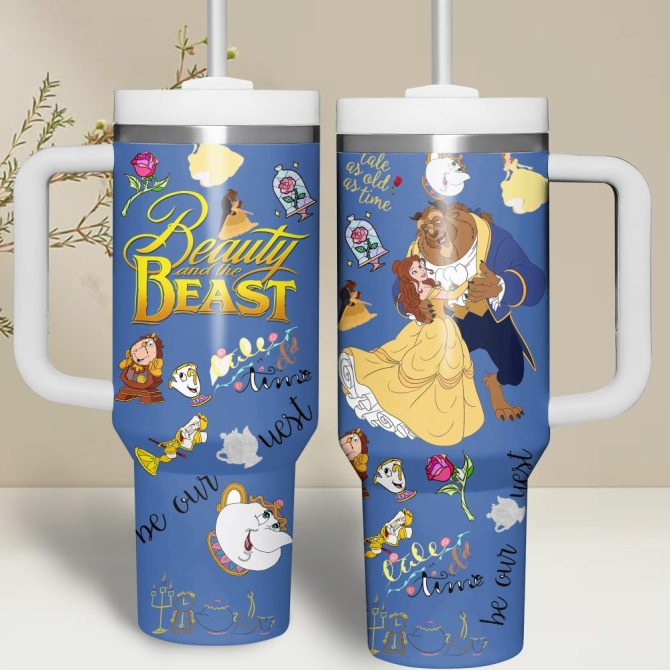 Beauty And The Beast Movies Custom Stanley Quencher 40Oz Stainless Steel