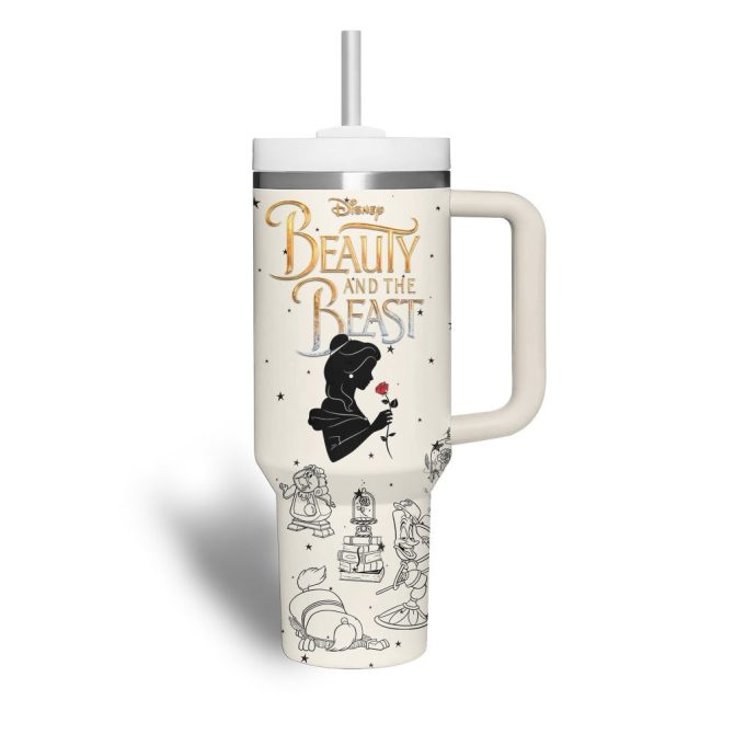 Beauty And The Beast Movies Custom Stanley Quencher 40Oz Stainless Steel Tumbler With Handle - Image 3