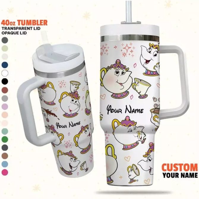 Beauty And The Beast Movies Custom Stanley Quencher 40Oz Stainless Steel Tumbler With Handle - Image 2