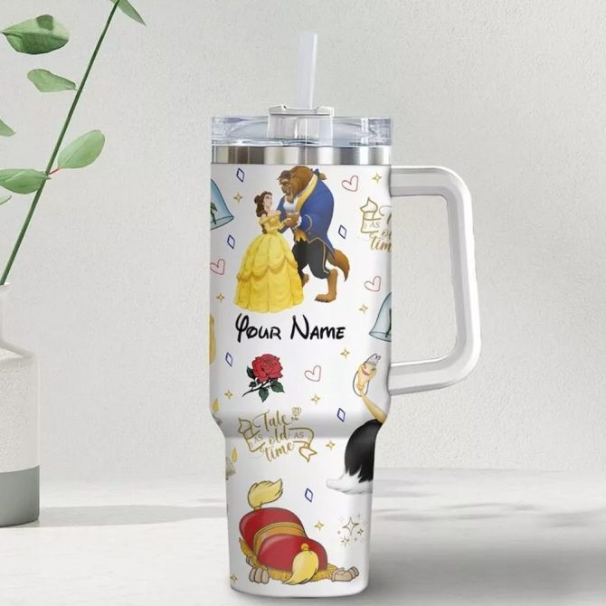 Beauty And The Beast Movies Custom Stanley Quencher 40Oz Stainless Steel Tumbler With Handle - Image 3