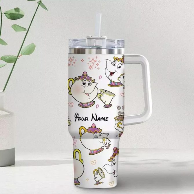Beauty And The Beast Movies Custom Stanley Quencher 40Oz Stainless Steel Tumbler With Handle - Image 4