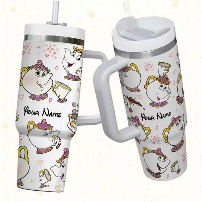 Beauty And The Beast Movies Custom Stanley Quencher 40Oz Stainless Steel Tumbler With Handle - Image 3