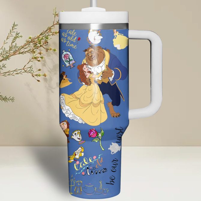Beauty And The Beast Movies Custom Stanley Quencher 40Oz Stainless Steel - Image 3