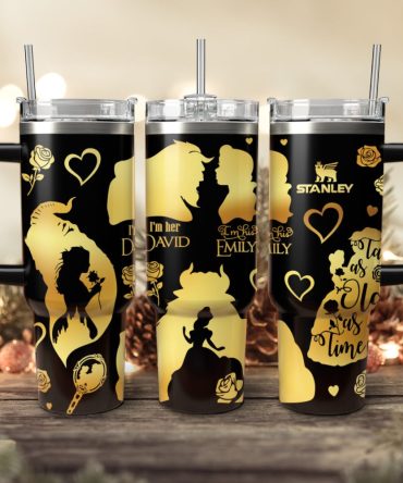 Beauty And The Beast Movies Valentine Custom Stanley Quencher 40Oz Stainless Steel Tumbler With Handle