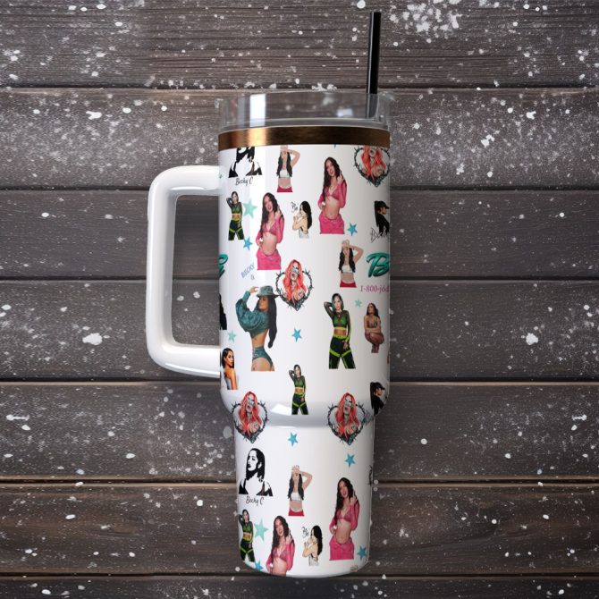 Becky G Music Custom Stanley Quencher 40Oz Stainless Steel Tumbler With Handle - Image 2