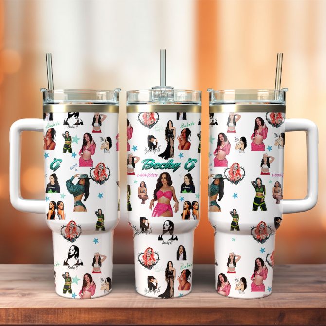 Becky G Music Custom Stanley Quencher 40Oz Stainless Steel Tumbler With Handle