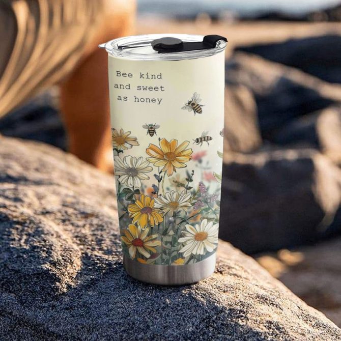 Bee Custom Stanley Quencher 40Oz Stainless Steel Tumbler With Handle