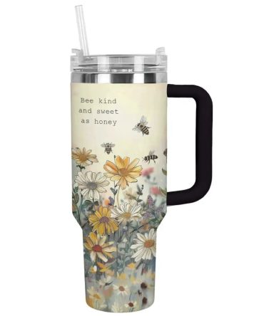 Bee Custom Stanley Quencher 40Oz Stainless Steel Tumbler With Handle