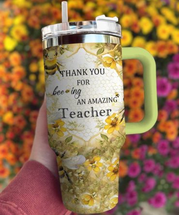 Bee Custom Stanley Quencher 40Oz Stainless Steel Tumbler With Handle