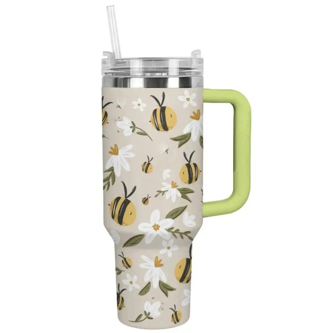 Bee Custom Stanley Quencher 40Oz Stainless Steel Tumbler With Handle - Image 2