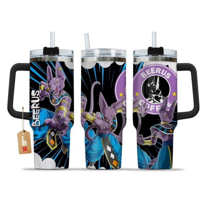 Beerus Dragon Ball Z Anime Custom Stanley Quencher 40Oz Stainless Steel Tumbler