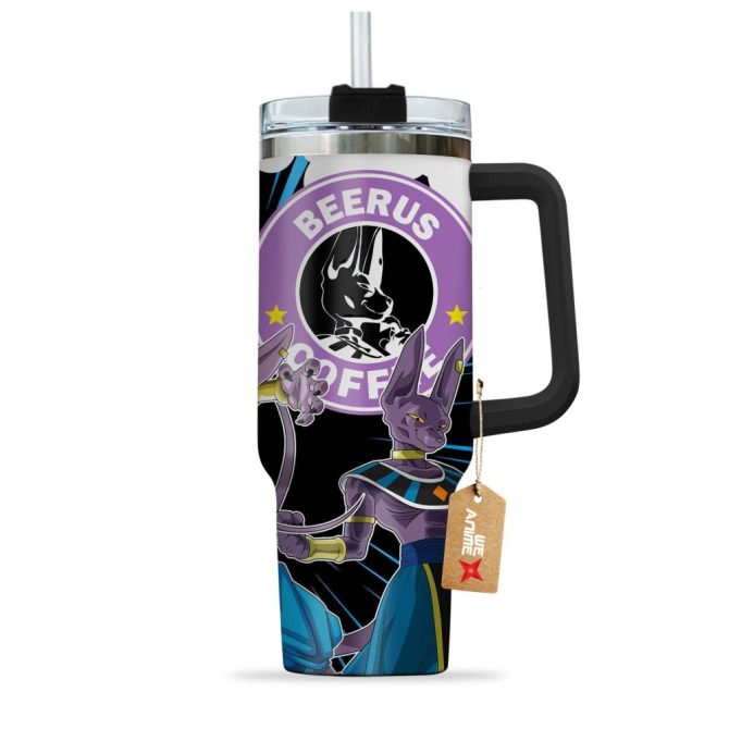 Beerus Dragon Ball Z Anime Custom Stanley Quencher 40Oz Stainless Steel Tumbler - Image 3