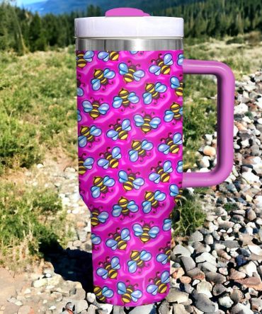 Bees Inflated Custom Stanley Quencher 40Oz Stainless Steel Tumbler With Handle