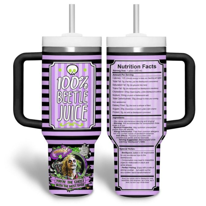 Beetlejuice Movies Custom Stanley Quencher 40Oz Stainless Steel Tumbler