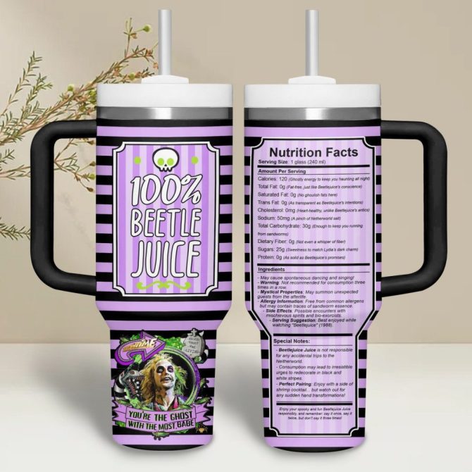 Beetlejuice Movies Custom Stanley Quencher 40Oz Stainless Steel Tumbler - Image 3