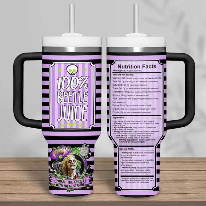Beetlejuice Movies Custom Stanley Quencher 40Oz Stainless Steel Tumbler - Image 2