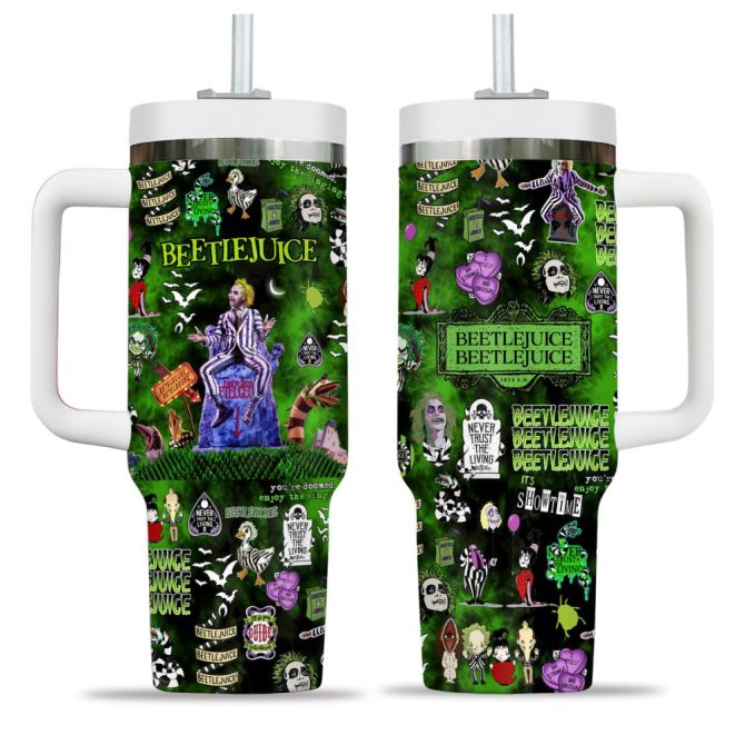 Beetlejuice Movies Custom Stanley Quencher 40Oz Stainless Steel Tumbler - Image 2