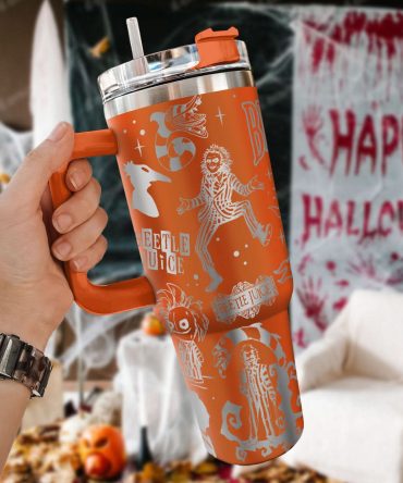 Beetlejuice Movies Custom Stanley Quencher 40Oz Stainless Steel Tumbler With Handle