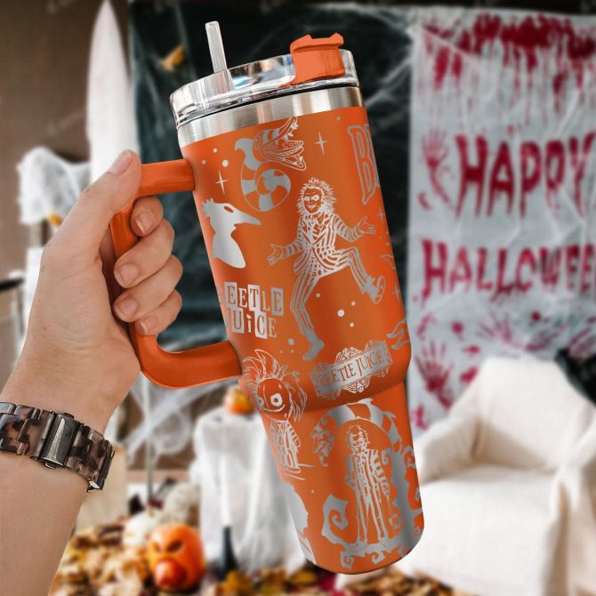 Beetlejuice Movies Custom Stanley Quencher 40Oz Stainless Steel Tumbler With Handle