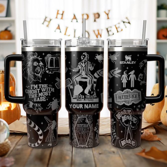 Beetlejuice Movies Custom Stanley Quencher 40Oz Stainless Steel Tumbler With Handle