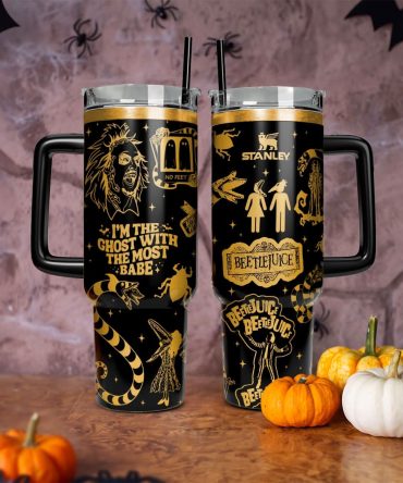 Beetlejuice Movies Custom Stanley Quencher 40Oz Stainless Steel Tumbler With Handle