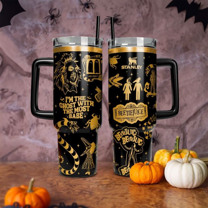 Beetlejuice Movies Custom Stanley Quencher 40Oz Stainless Steel Tumbler With Handle