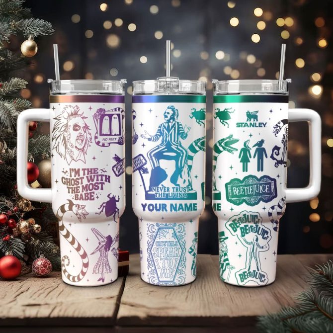 Beetlejuice Movies Custom Stanley Quencher 40Oz Stainless Steel Tumbler With Handle