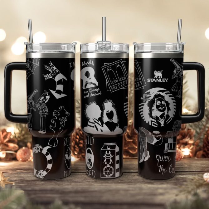 Beetlejuice Movies Custom Stanley Quencher 40Oz Stainless Steel Tumbler With Handle