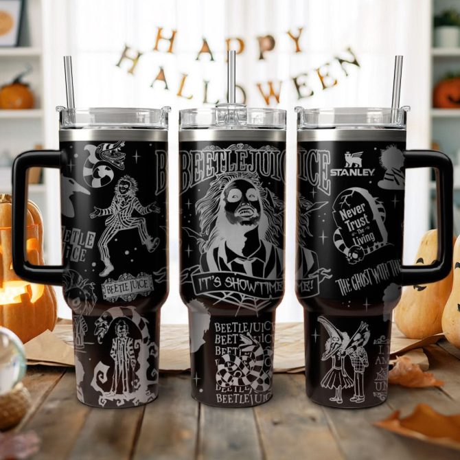 Beetlejuice Movies Custom Stanley Quencher 40Oz Stainless Steel Tumbler With Handle