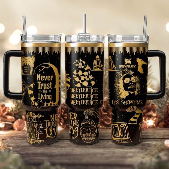 Beetlejuice Movies Custom Stanley Quencher 40Oz Stainless Steel Tumbler With Handle