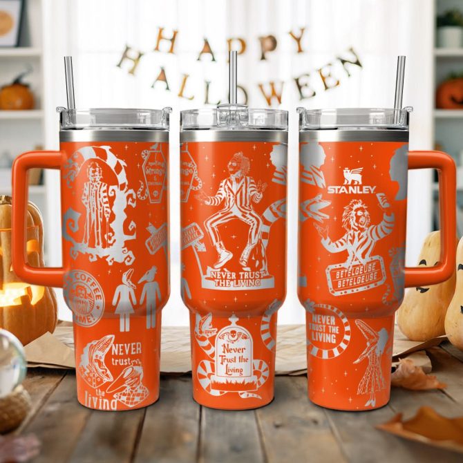Beetlejuice Movies Custom Stanley Quencher 40Oz Stainless Steel Tumbler With Handle