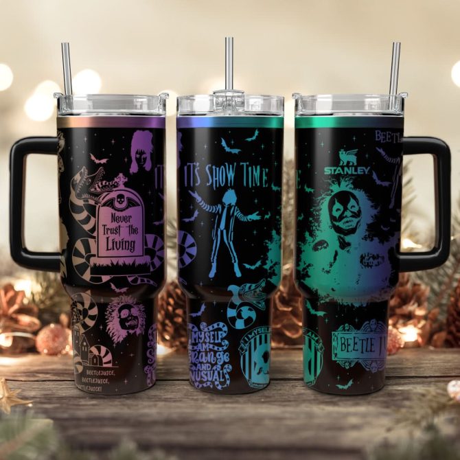 Beetlejuice Movies Custom Stanley Quencher 40Oz Stainless Steel Tumbler With Handle