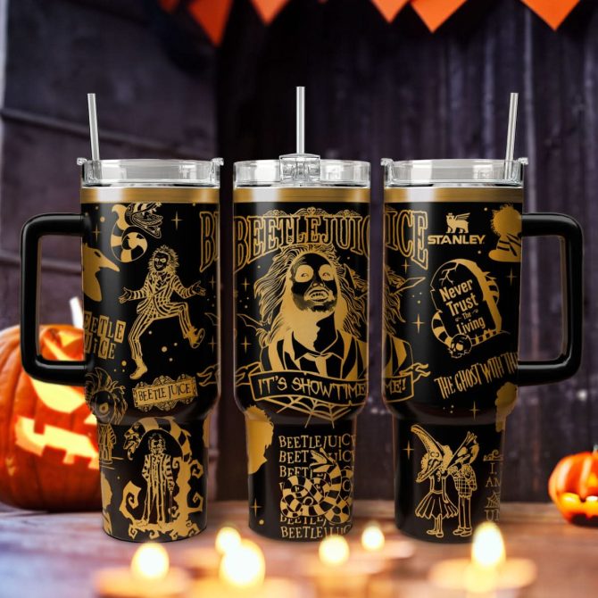 Beetlejuice Movies Custom Stanley Quencher 40Oz Stainless Steel Tumbler With Handle