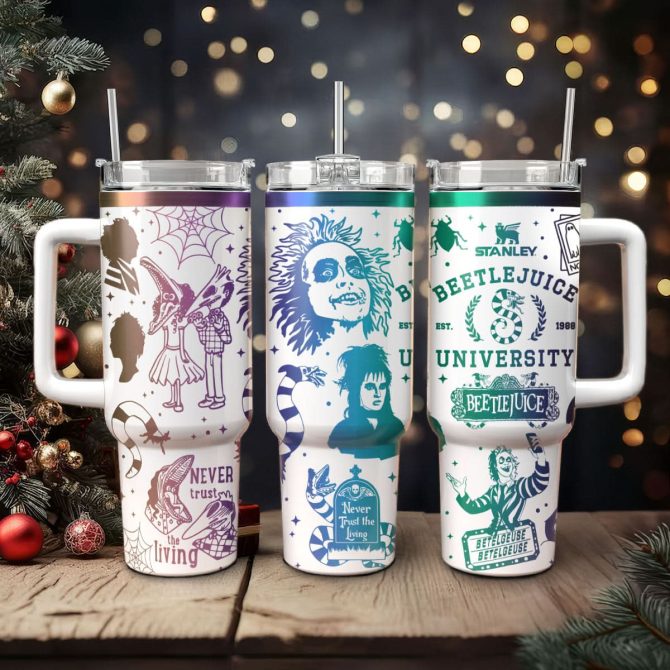 Beetlejuice Movies Custom Stanley Quencher 40Oz Stainless Steel Tumbler With Handle