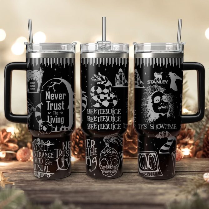 Beetlejuice Movies Custom Stanley Quencher 40Oz Stainless Steel Tumbler With Handle