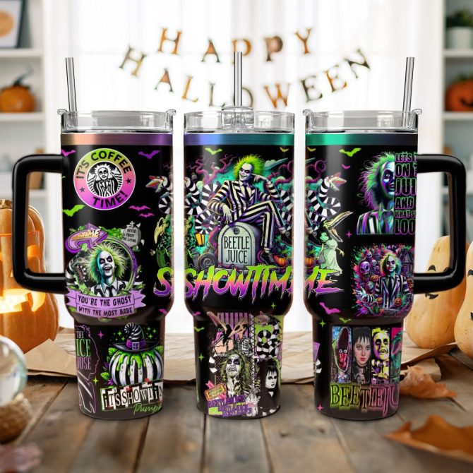 Beetlejuice Movies Custom Stanley Quencher 40Oz Stainless Steel Tumbler With Handle