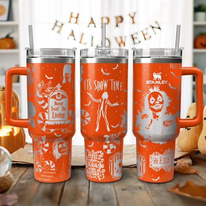 Beetlejuice Movies Custom Stanley Quencher 40Oz Stainless Steel Tumbler With Handle