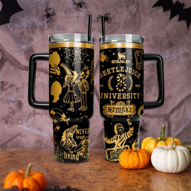 Beetlejuice Movies Custom Stanley Quencher 40Oz Stainless Steel Tumbler With Handle