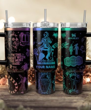 Beetlejuice Movies Custom Stanley Quencher 40Oz Stainless Steel Tumbler With Handle