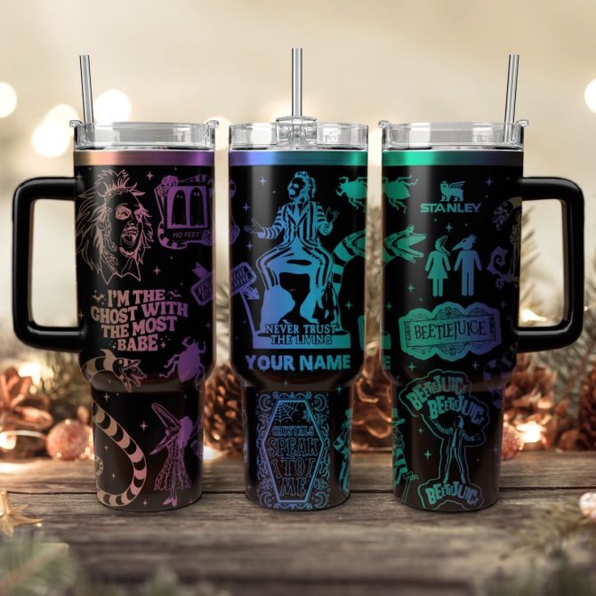 Beetlejuice Movies Custom Stanley Quencher 40Oz Stainless Steel Tumbler With Handle