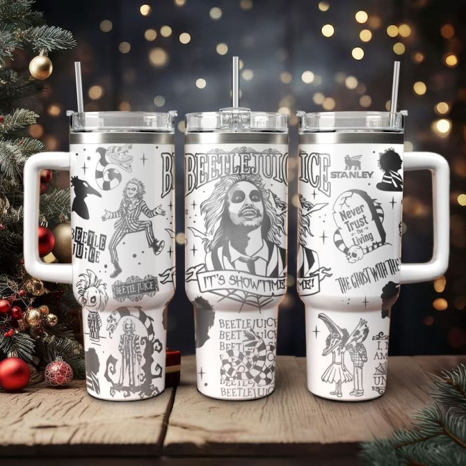 Beetlejuice Movies Custom Stanley Quencher 40Oz Stainless Steel Tumbler With Handle