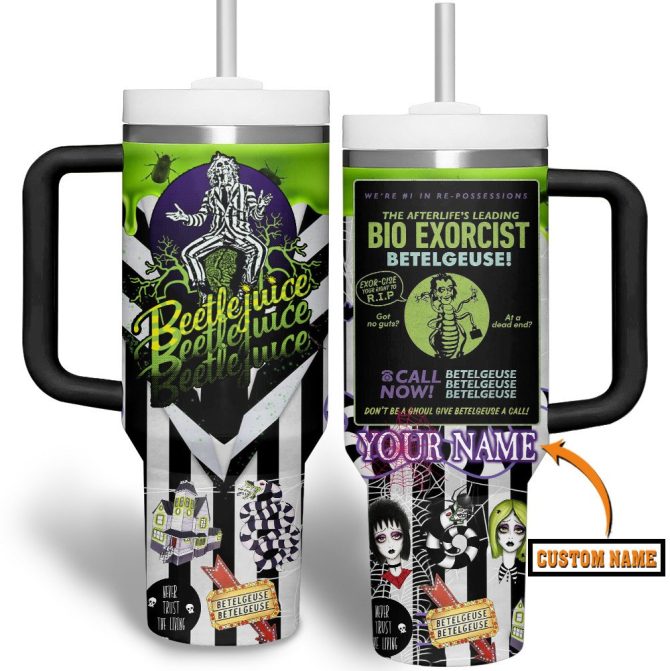 Beetlejuice Movies Custom Stanley Quencher 40Oz Stainless Steel Tumbler With Handle