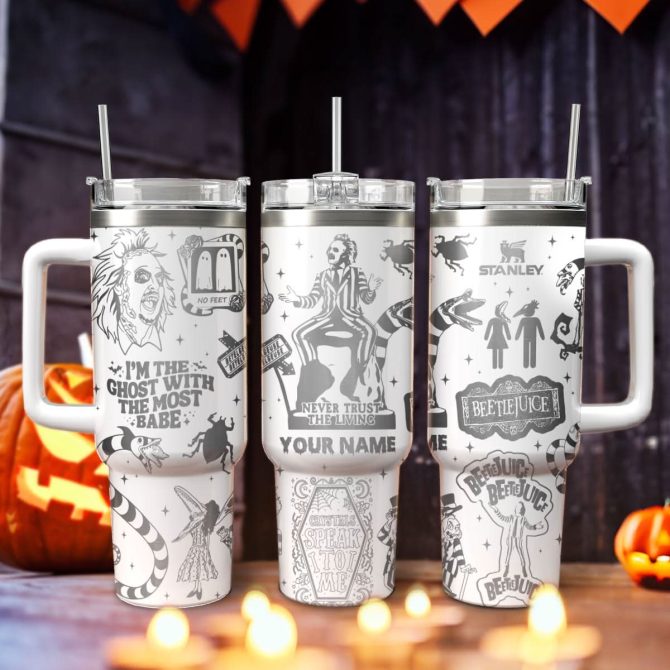 Beetlejuice Movies Custom Stanley Quencher 40Oz Stainless Steel Tumbler With Handle